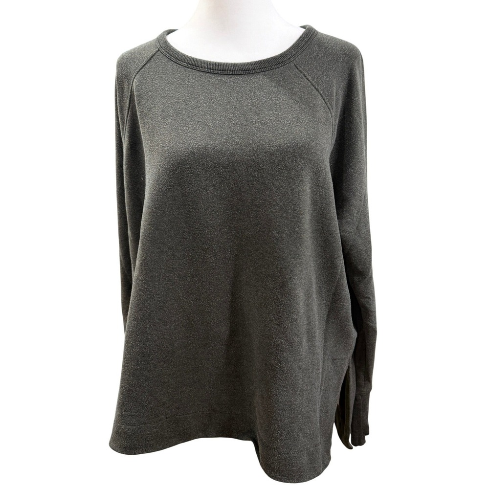 Athleta Coaster Luxe Recover Sweatshirt Dark Green Elm Large FLAW Athleisure - Picture 1 of 14